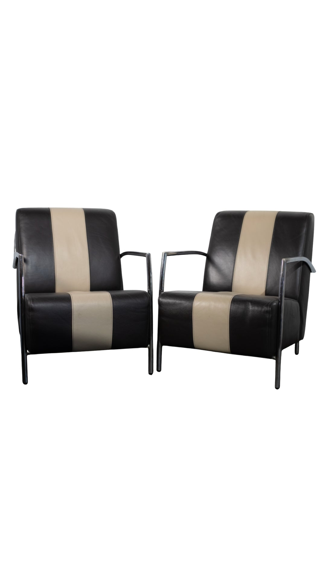 Brown Cowhide Leather Armchair w/Tubular Frame