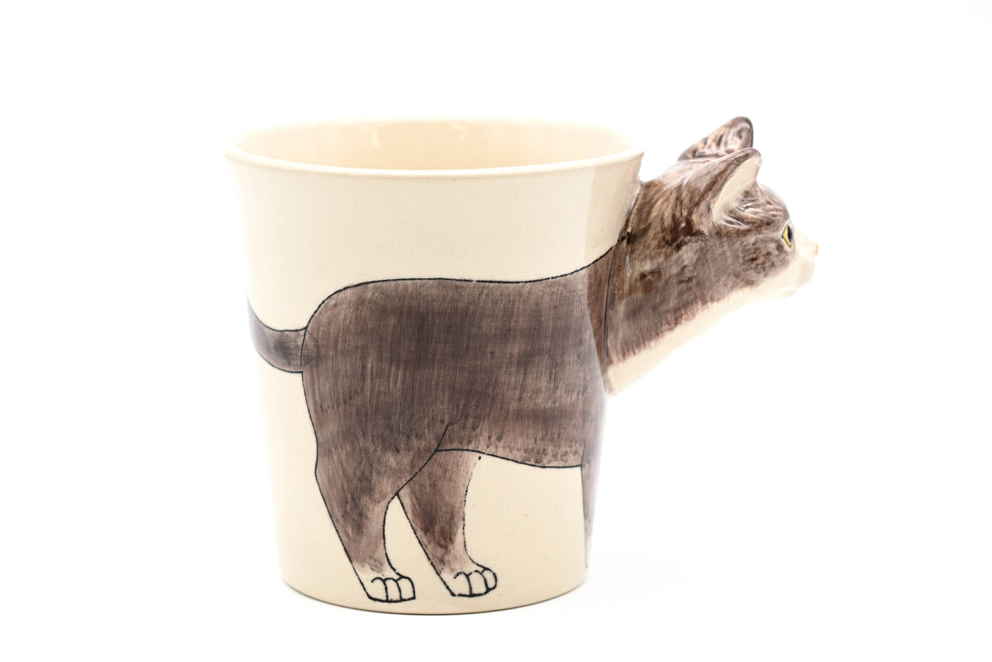 Gray and White Cat Mug 10 Oz