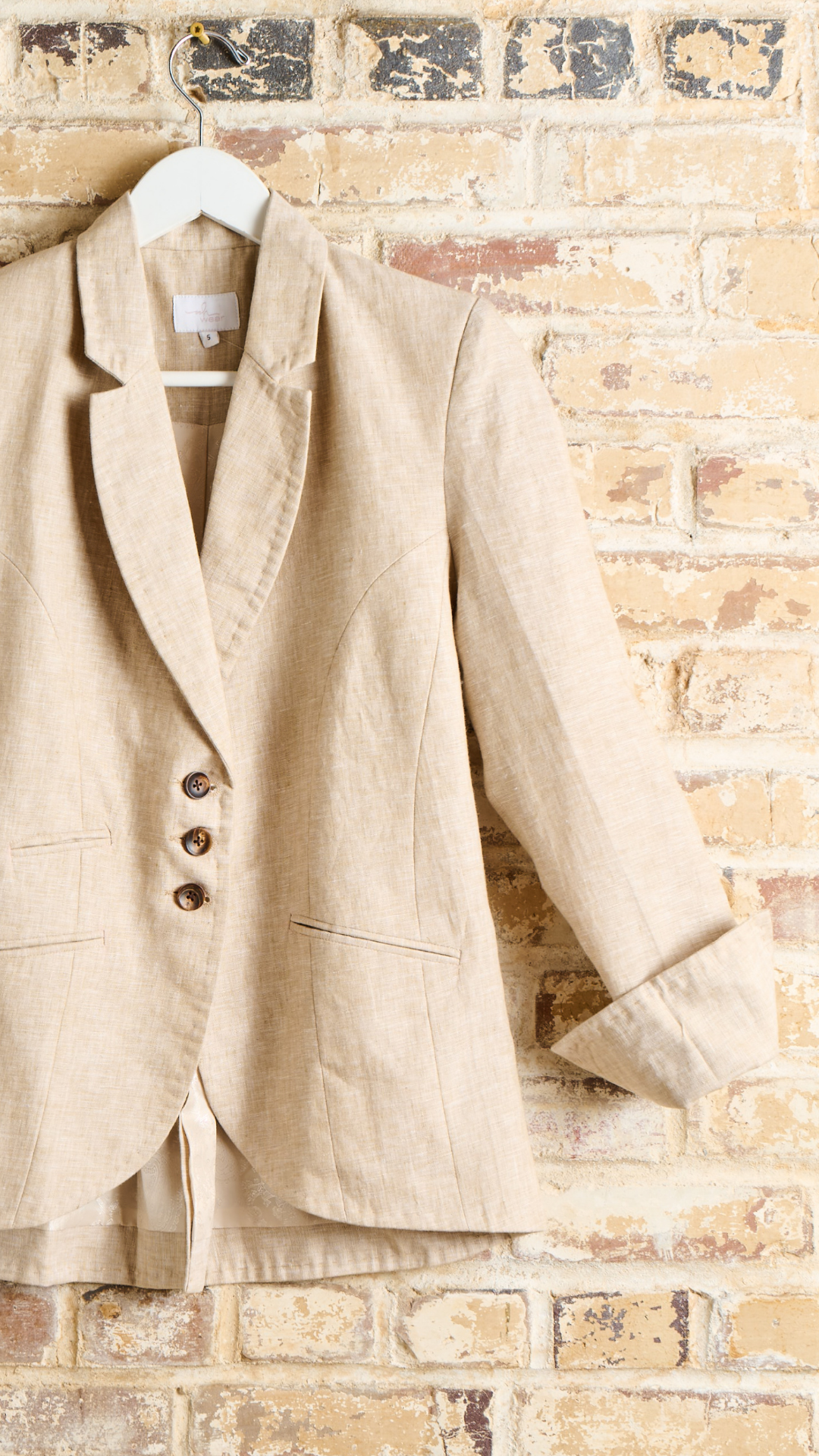 Fit & Flare Beige Linen Blazer