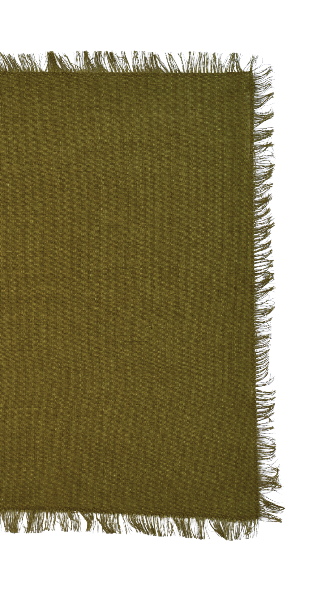 S/4 Olive Green Linen Fringe Napkin