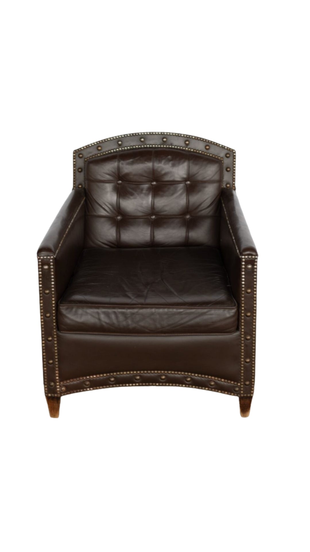 Pair of Antique Studded Leather Arm Chairs