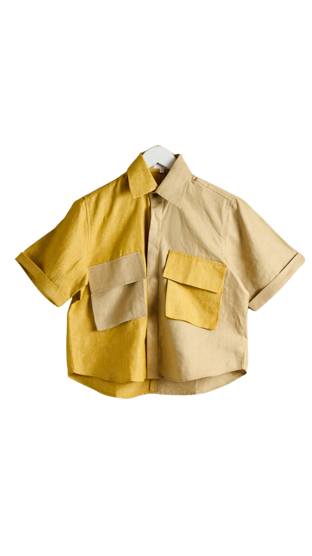 Mustard & Olive Linen Half & Half Shirt