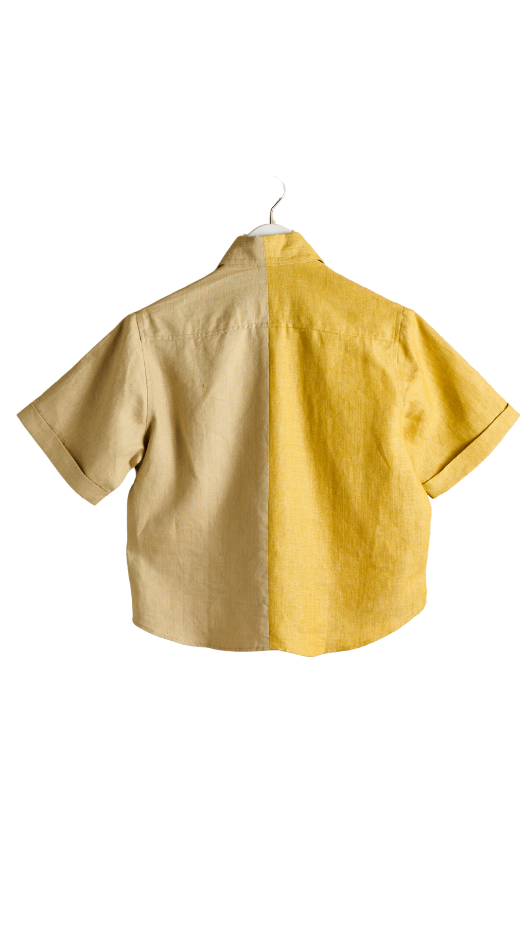 Mustard & Olive Linen Half & Half Shirt