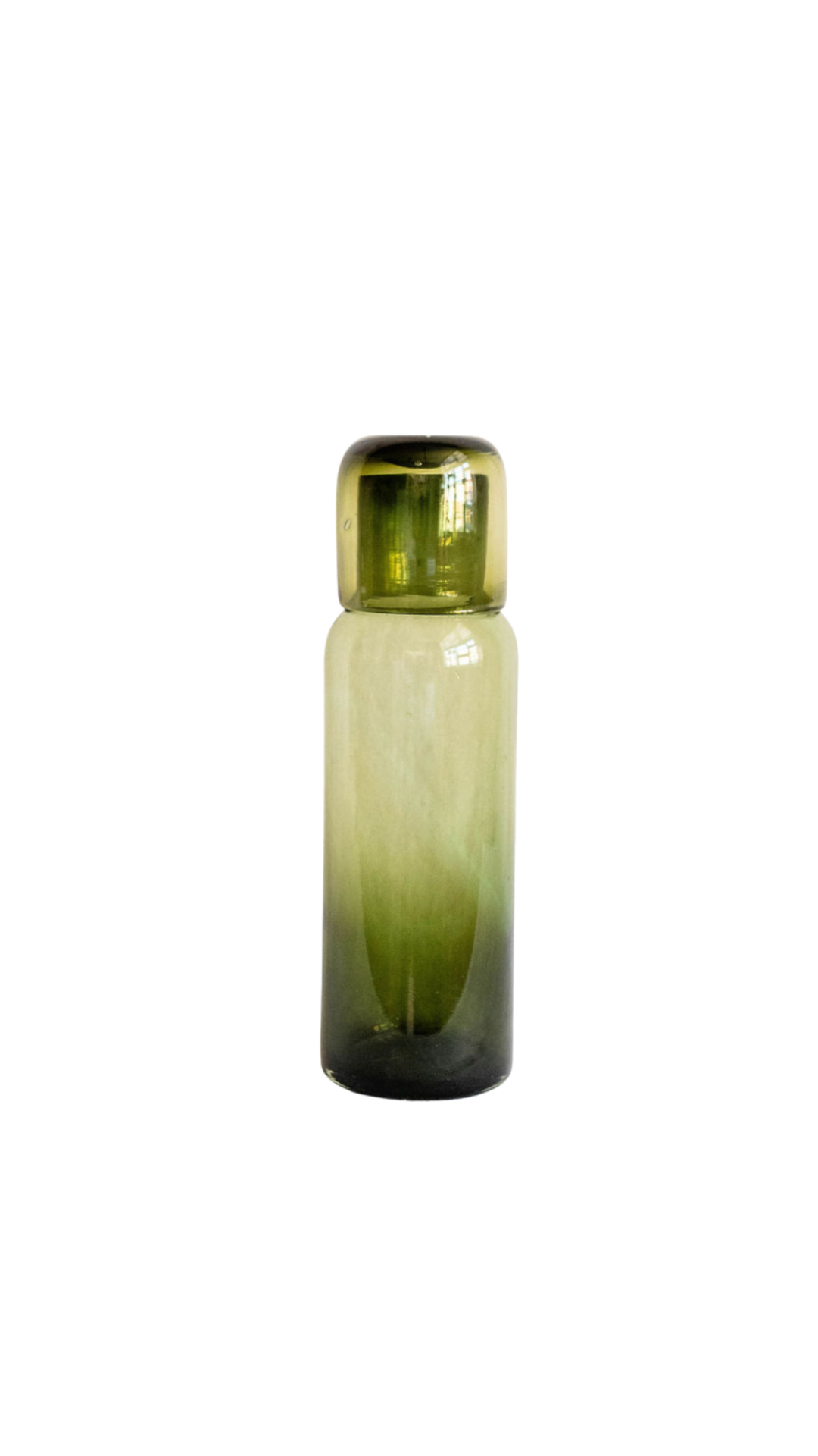 Handblown Glass Bedside Carafe - Olive Green