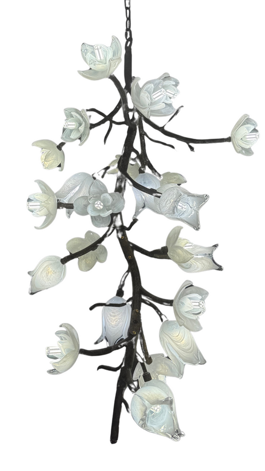 OGS-LI45 Drop Chandelier Iron & Glass Flowers