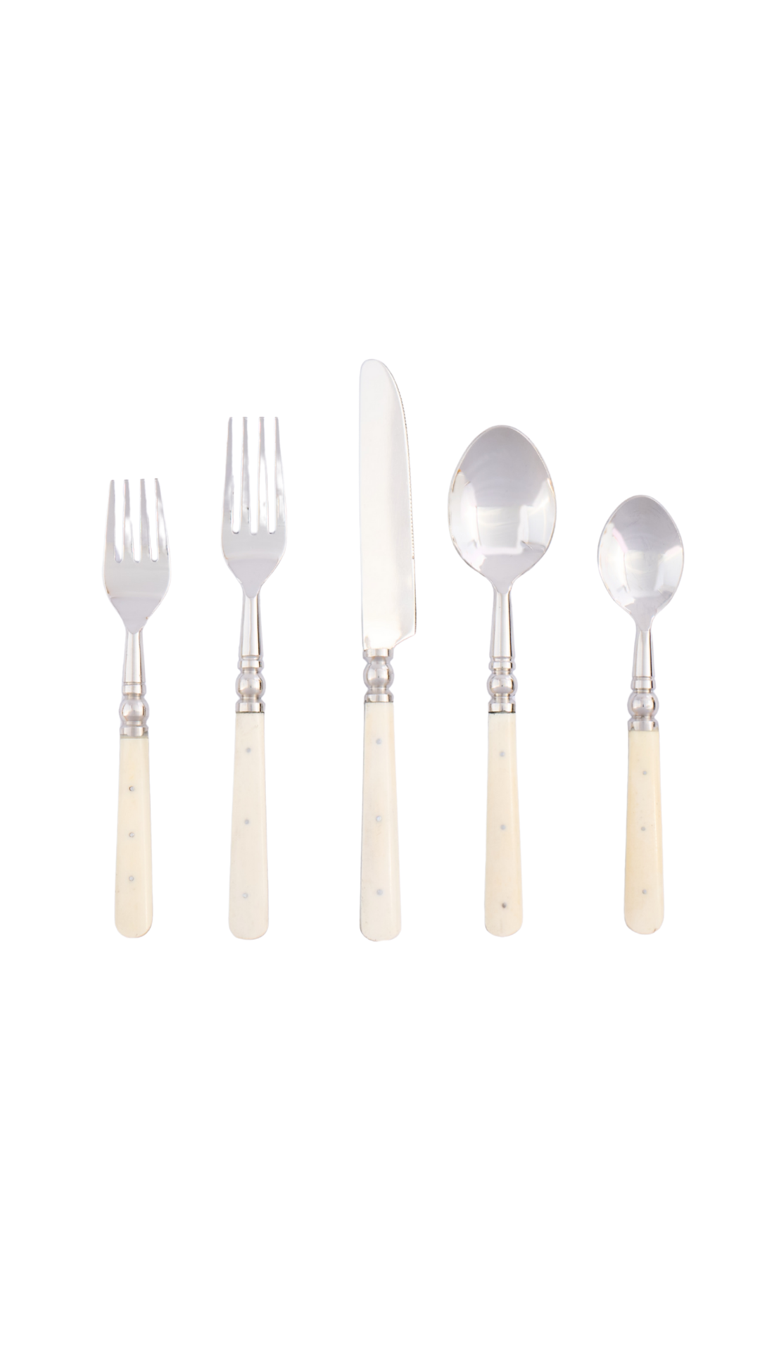 5 Piece Bone Silverware Set WHT