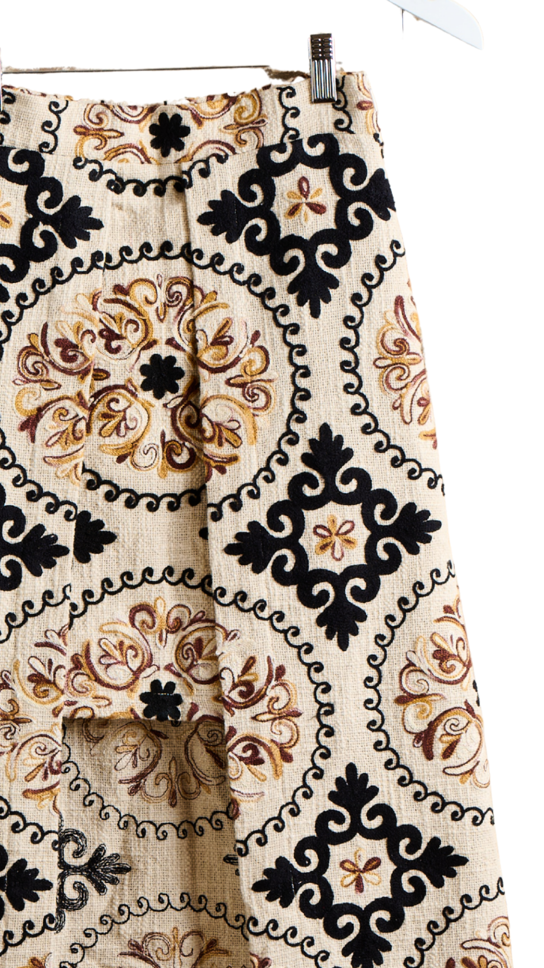 Tan Suzani Tapered Pencil Skirt