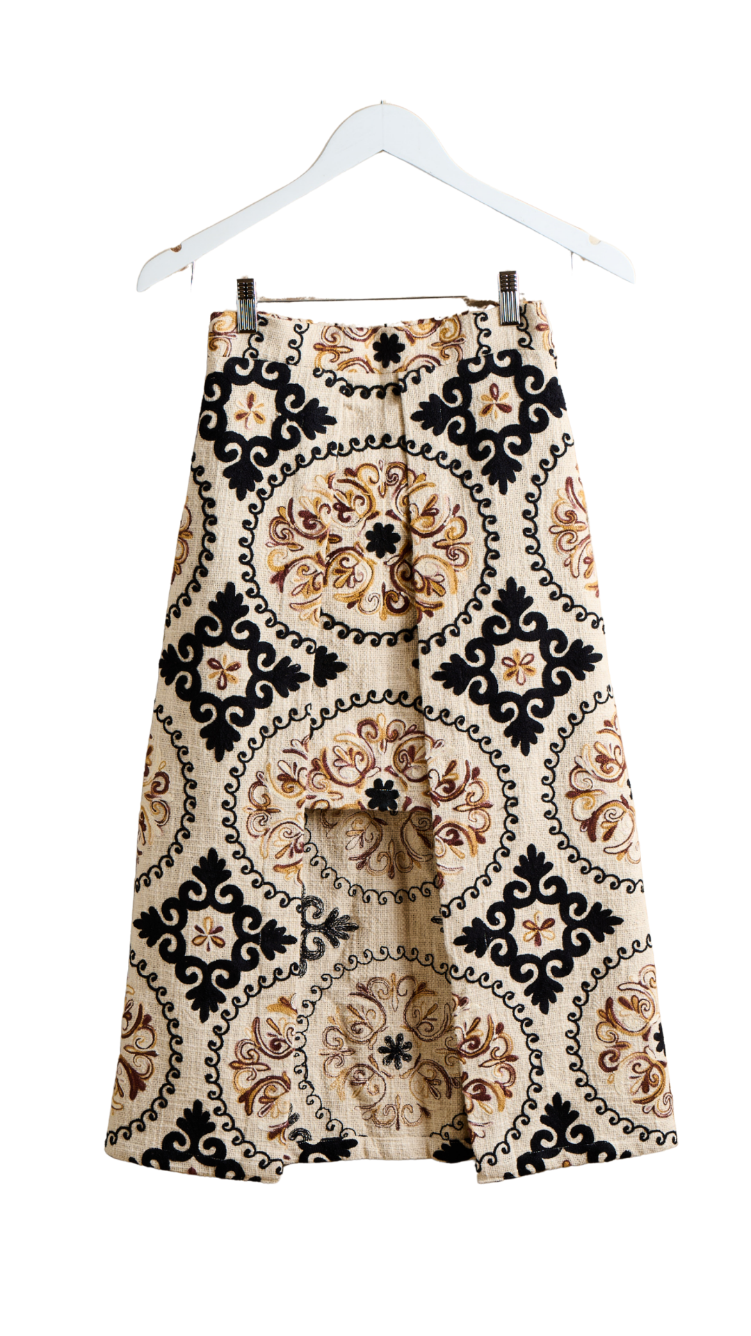 Tan Suzani Tapered Pencil Skirt