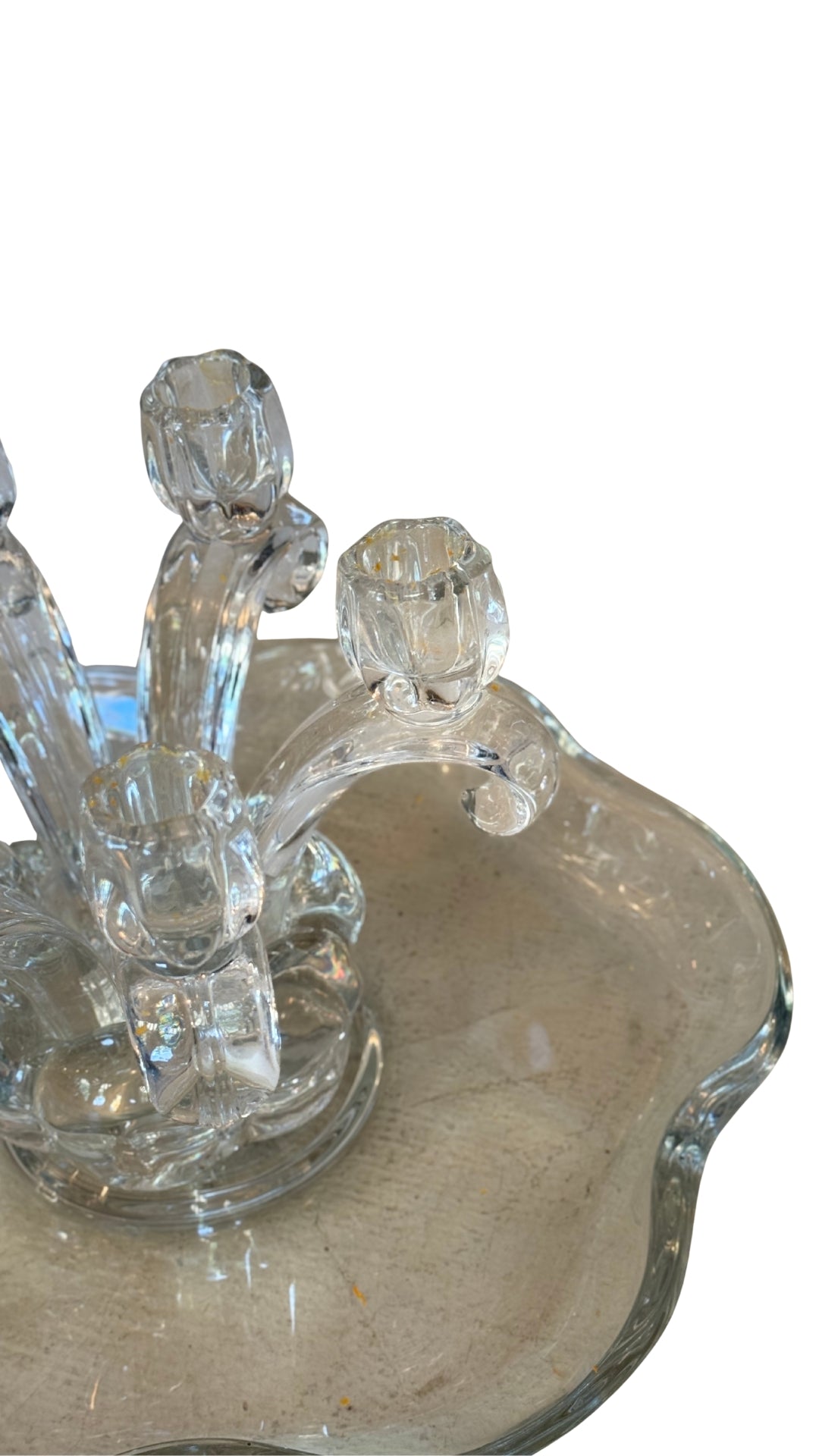 Vintage Floral Dish with Candle Stick Holders