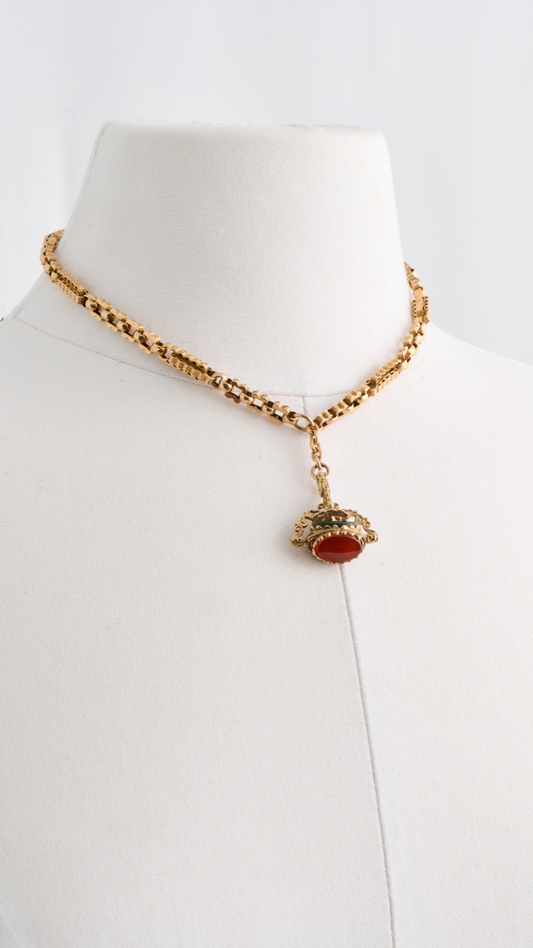 2731 Watch Chain Necklace w Multi Fob