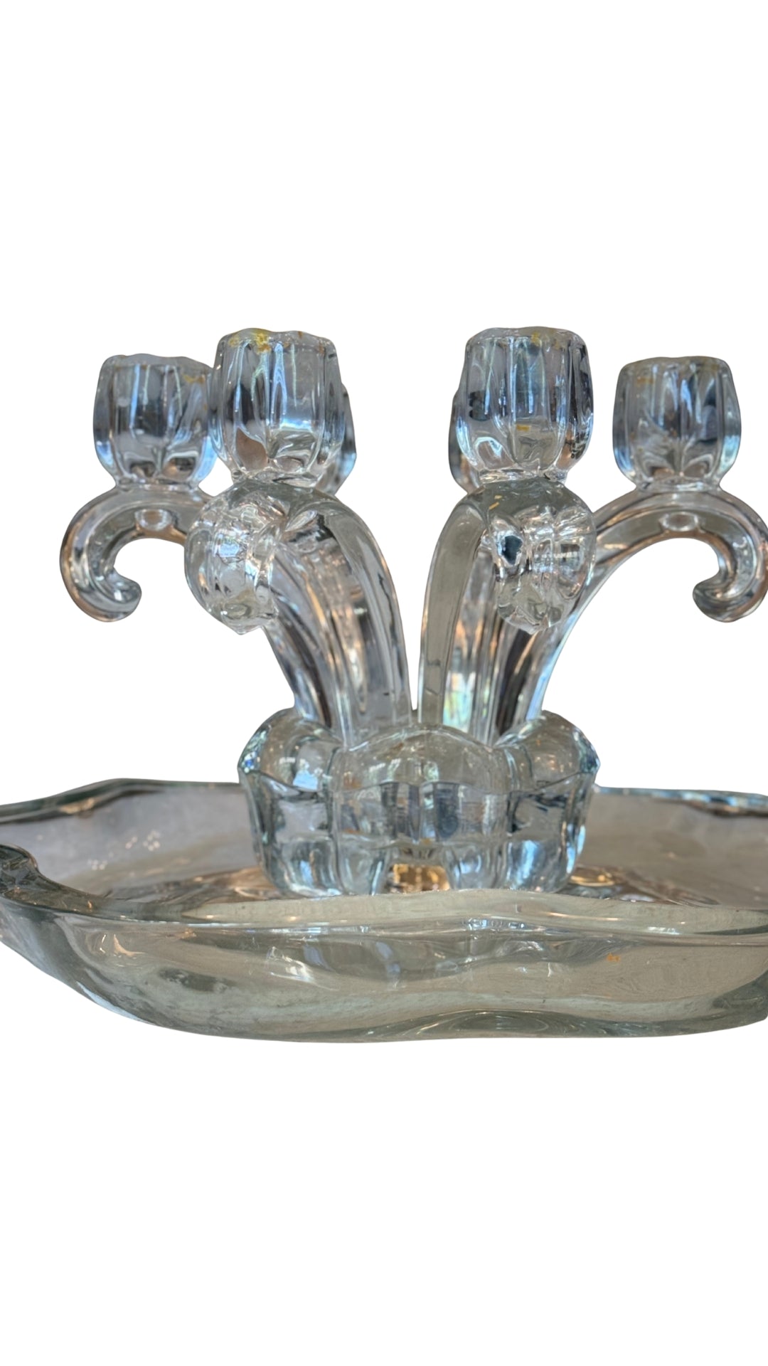 Vintage Floral Dish with Candle Stick Holders