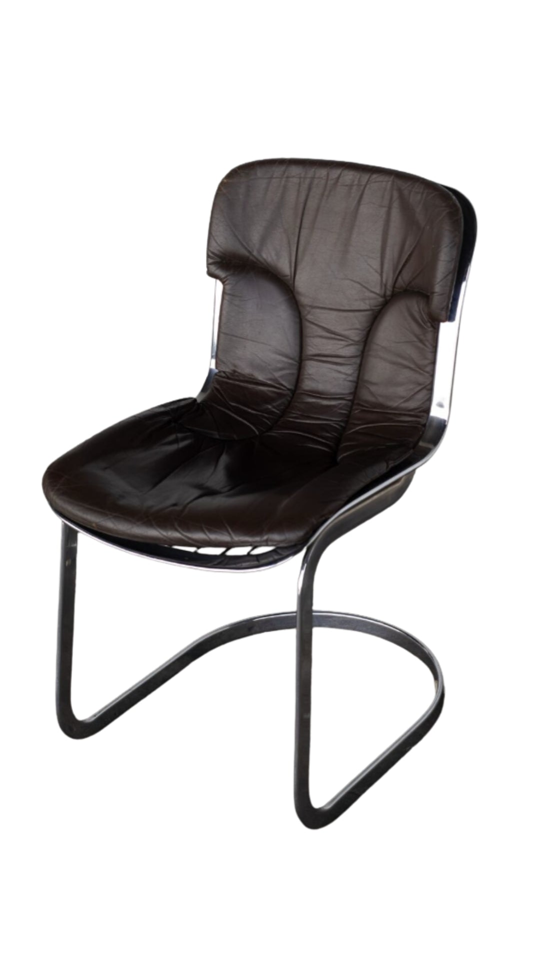 L033 Brown Leather & Chrome Chairs s/6