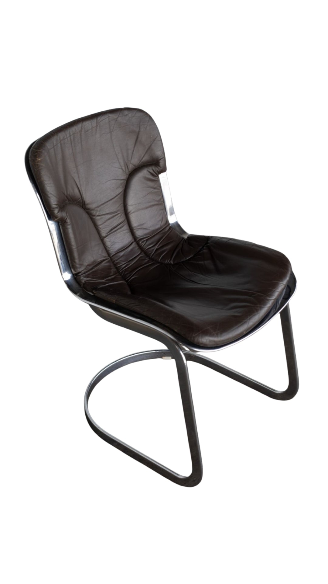 L033 Brown Leather & Chrome Chairs s/6