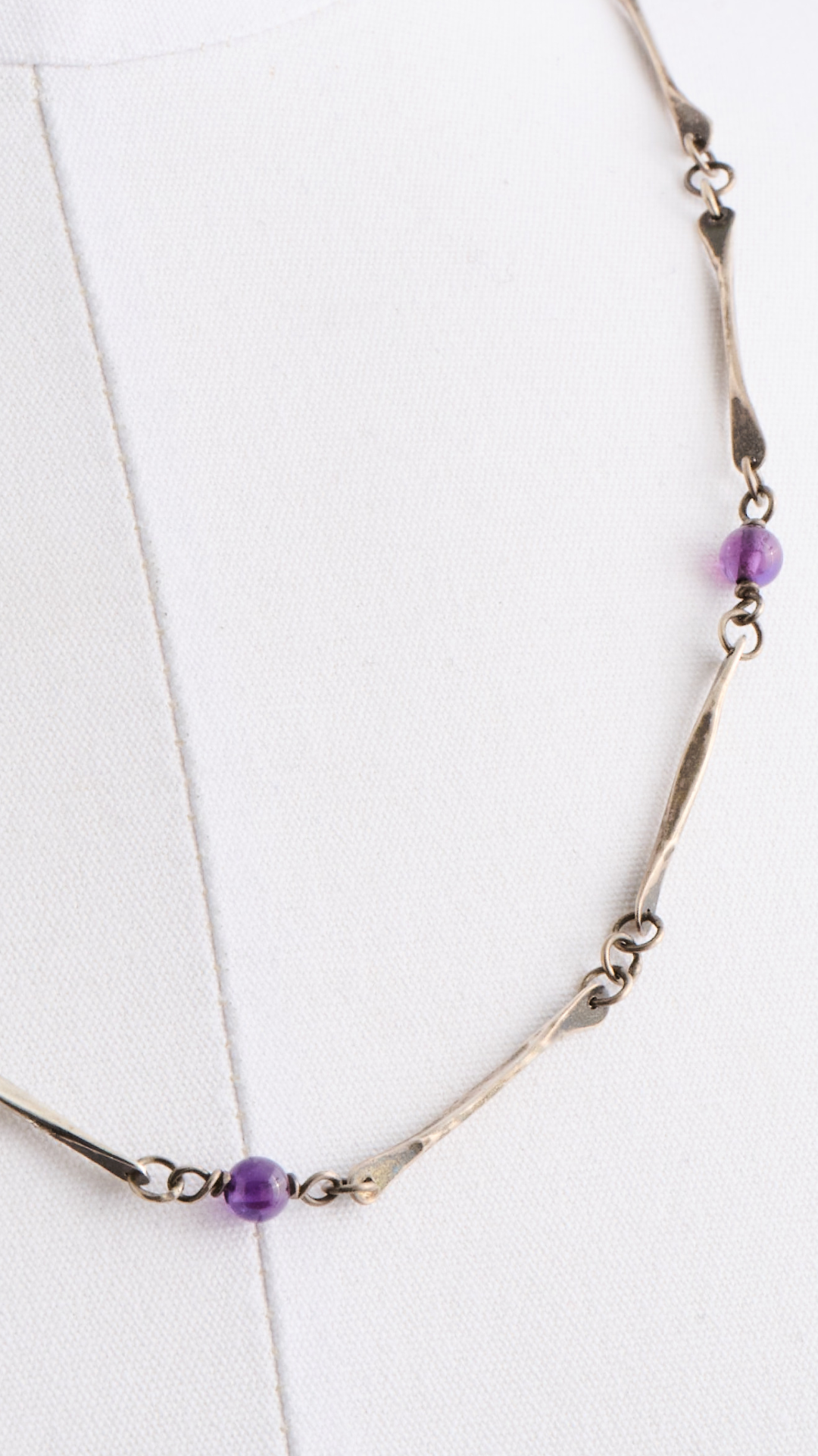 Simple Silver Amethyst Bead Necklace