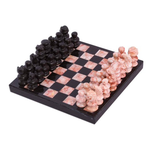 Handmade Black And Pink Challenge Chess Set (5in)