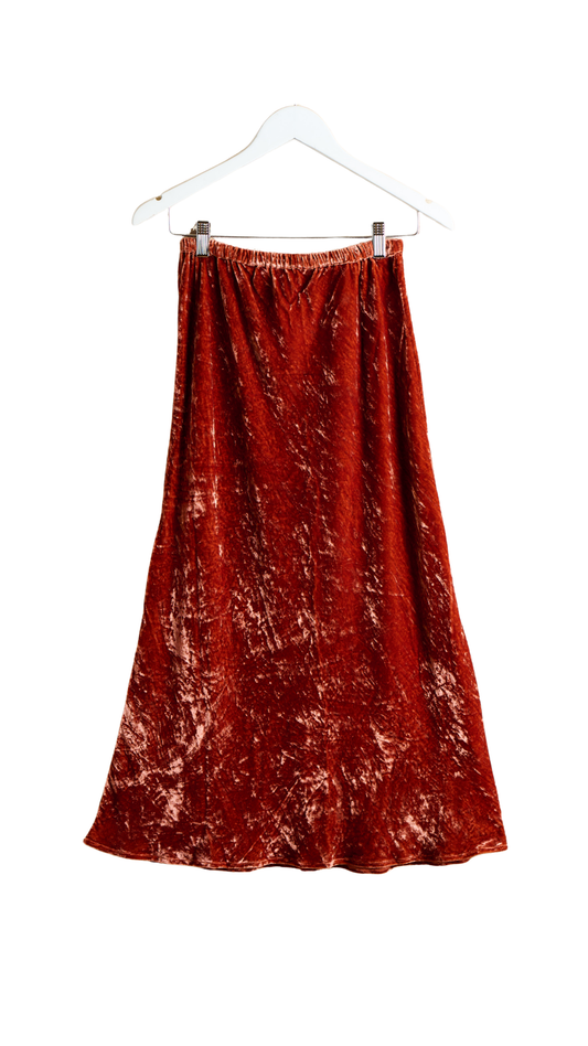 Persimmon Silk Velvet Anna Fit & Flare Skirt