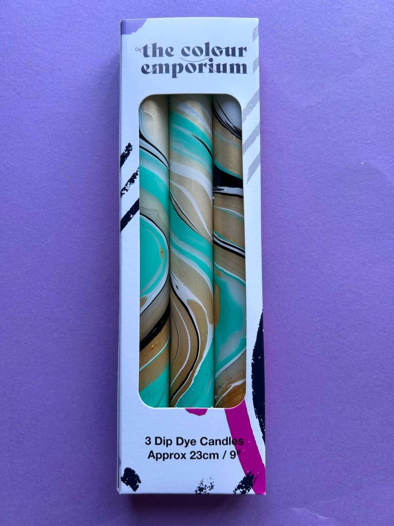 AFTER EIGHT -  Marbled Dinner Candle Trio