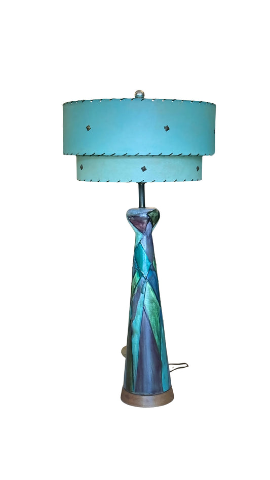 Teal Geometric Table Lamp