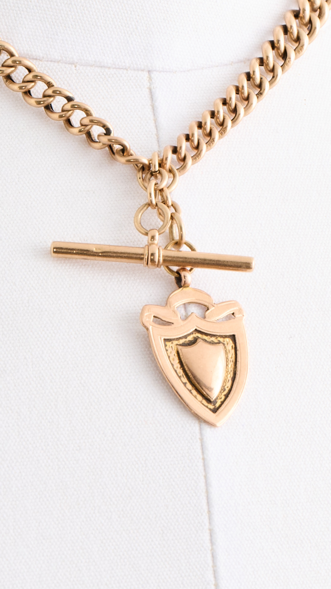 Vintage Watch Chain w/Medallion w/Gold Shield