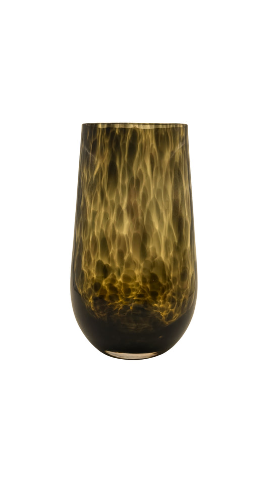 LDS03/A/BRD Amber Black Dot Hi-Ball Glass