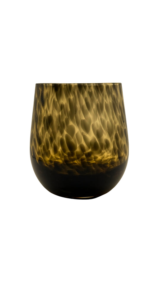 LDS04/A/BRD Amber Black Dot Rocks Glass