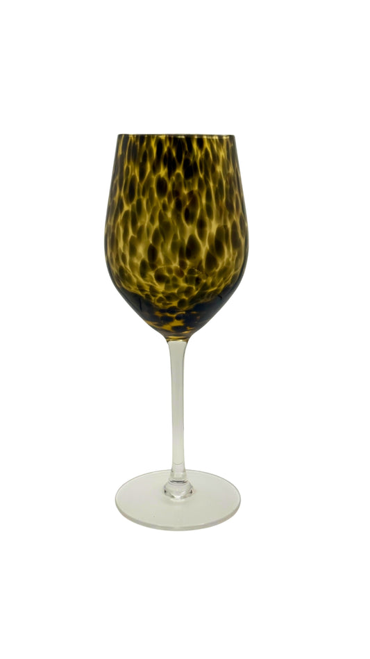 AR17/A/BRD Amber Black Dot White Wine Glass