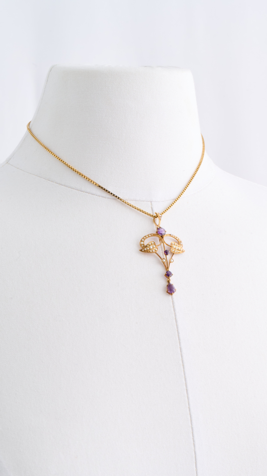 Amethyst Seed Pearl Ncklc