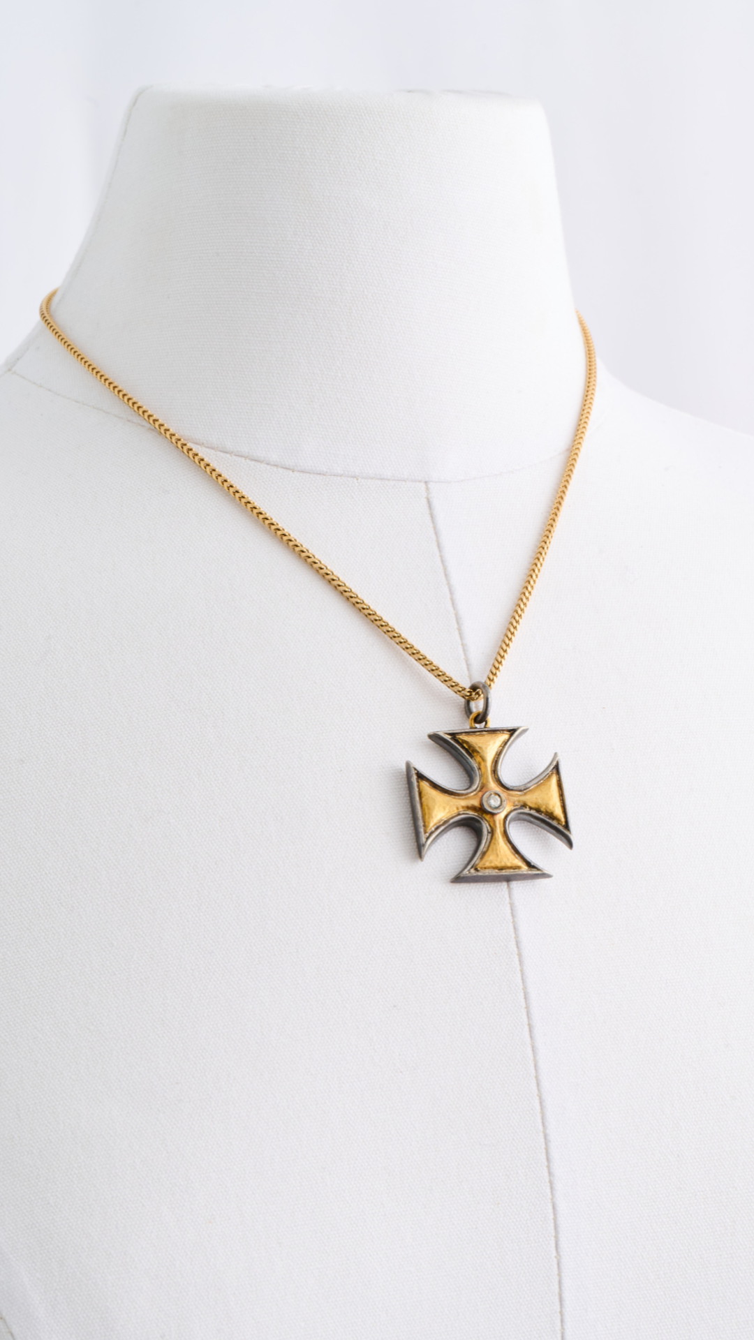 Gold and Diamond Cross Necklace