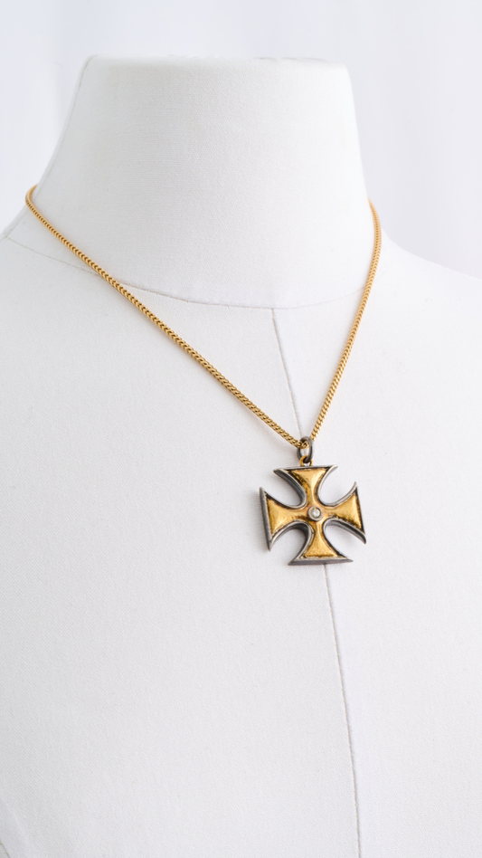 Gold and Diamond Cross Necklace