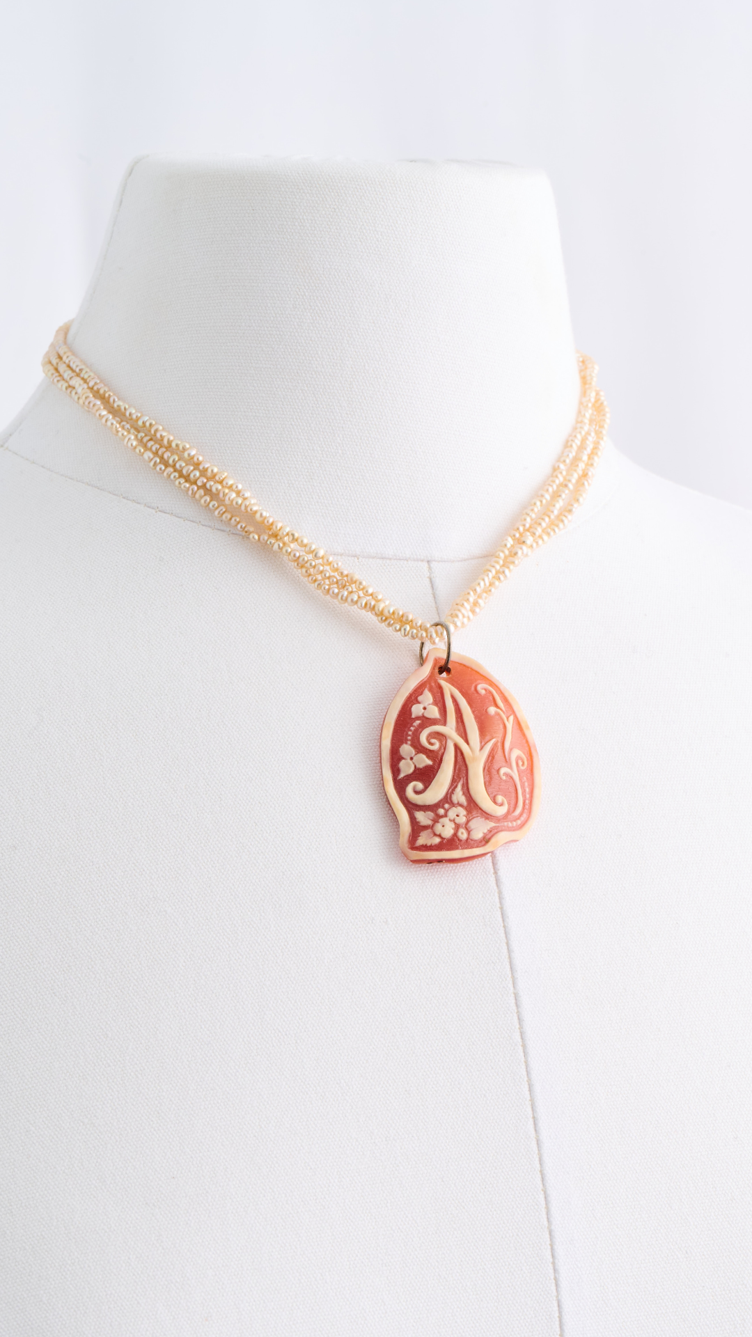 Seed Pearl Necklace w/ Shell