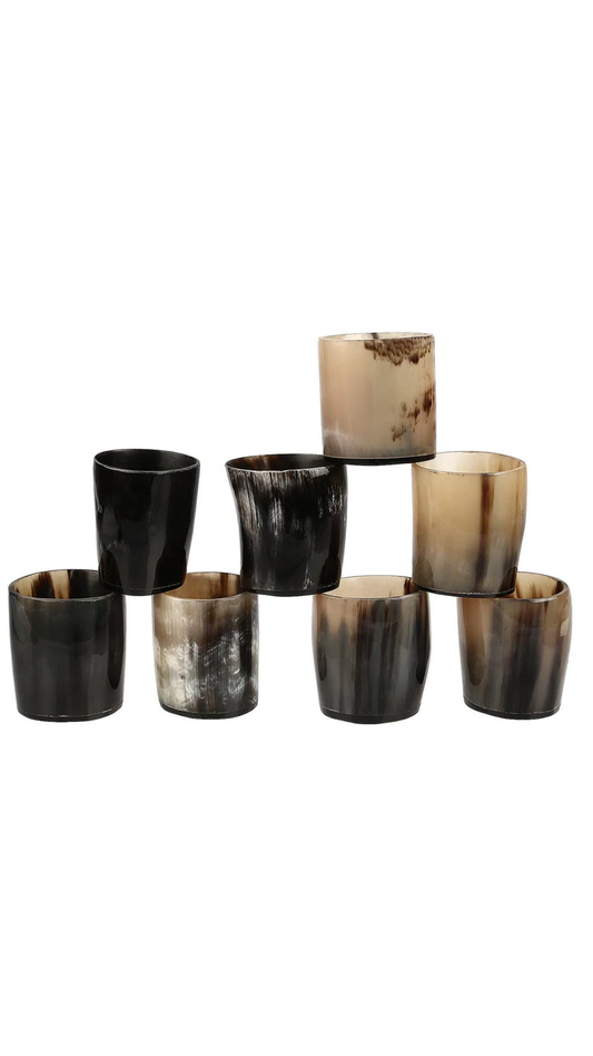 Horn Whiskey Shot Glasses Pack (4,8 & 12), Natural