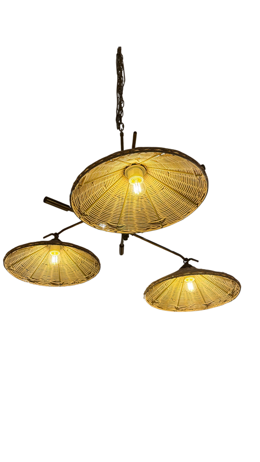 Iron + Rattan 3 Arm Chandelier OGS-LI49