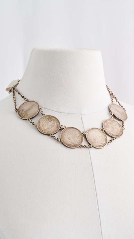 Sterling Silver Coin Necklace w/Silver Watch Chains