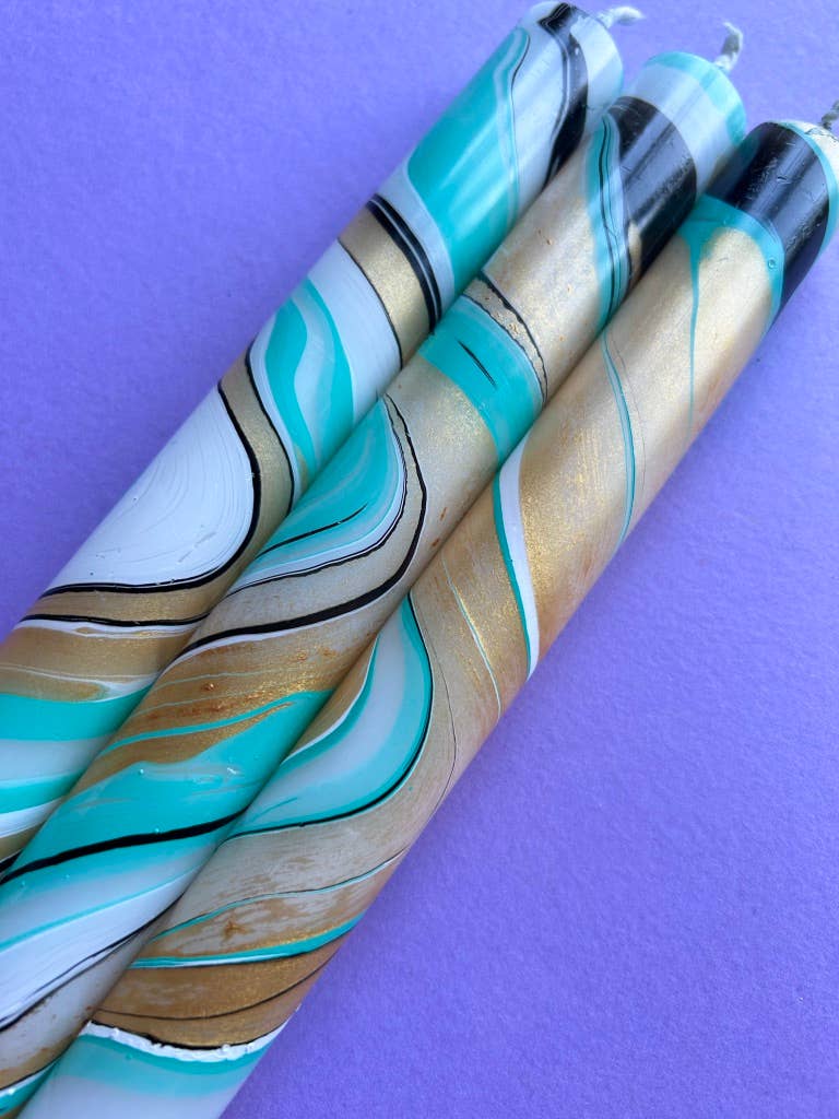AFTER EIGHT -  Marbled Dinner Candle Trio