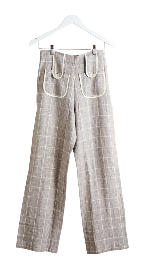 Gray Plaid w/ Ivory Trim Tezza Tab Pant