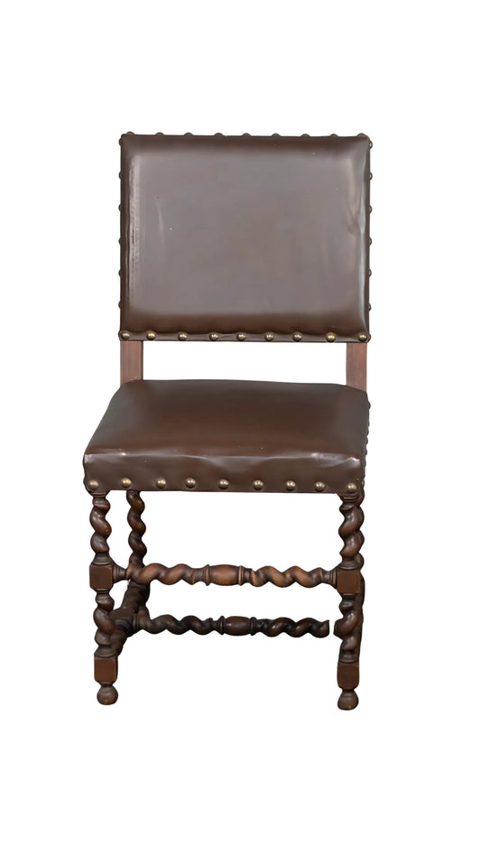 L202 Leather & Wood Chairs S/7 | Grey Brown