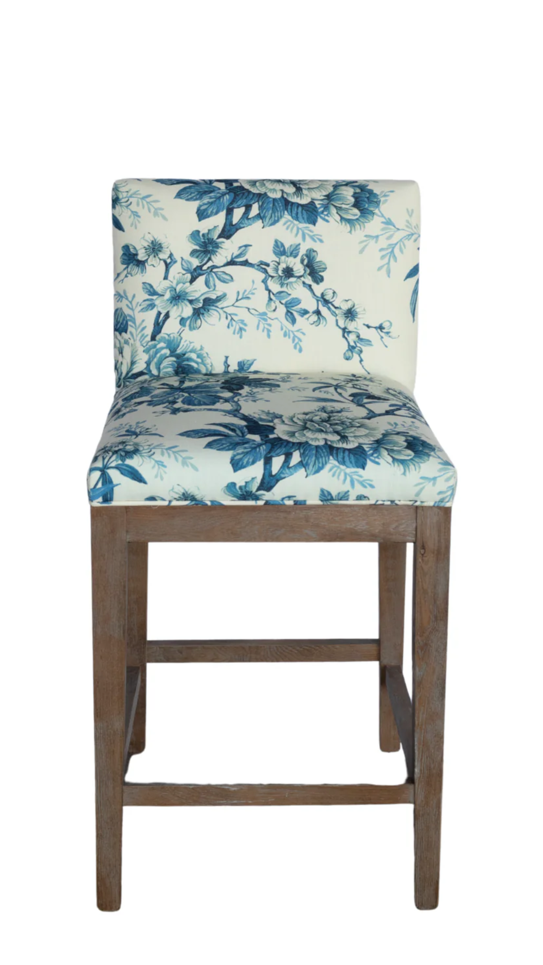 Ash Wood Counter Stool - Blue & White