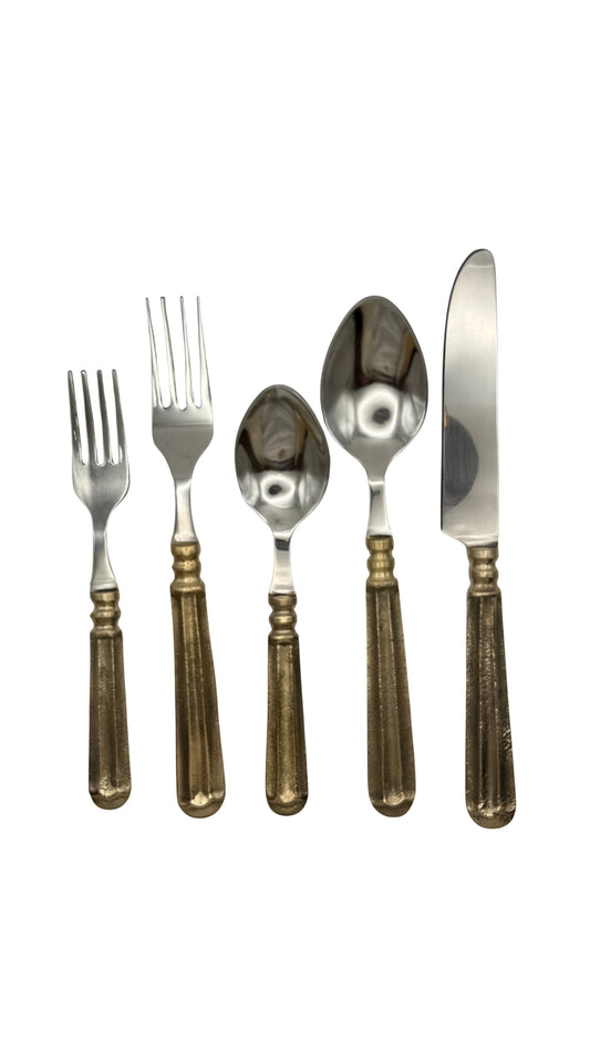 5 Piece Silverware Set - Tuscan Brass