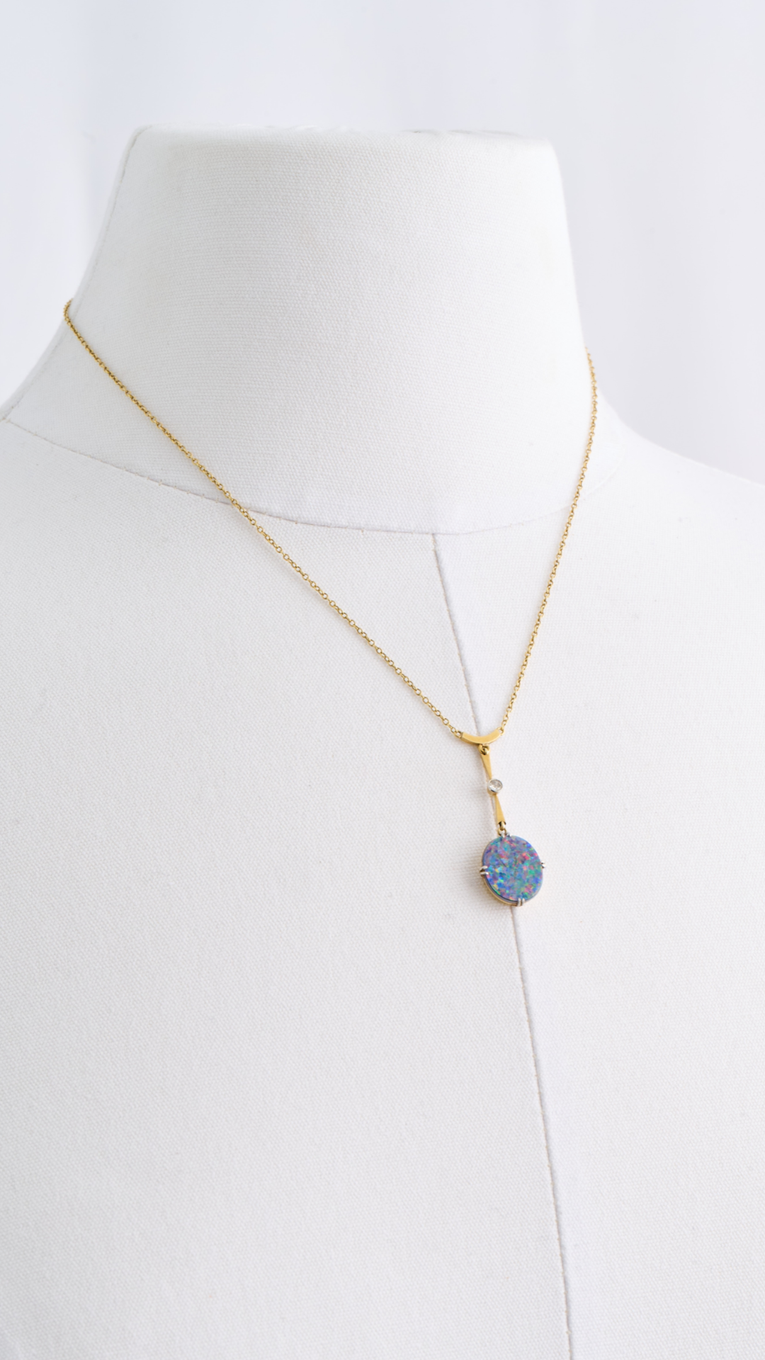 2167 Opal Diamond Pendant Necklace