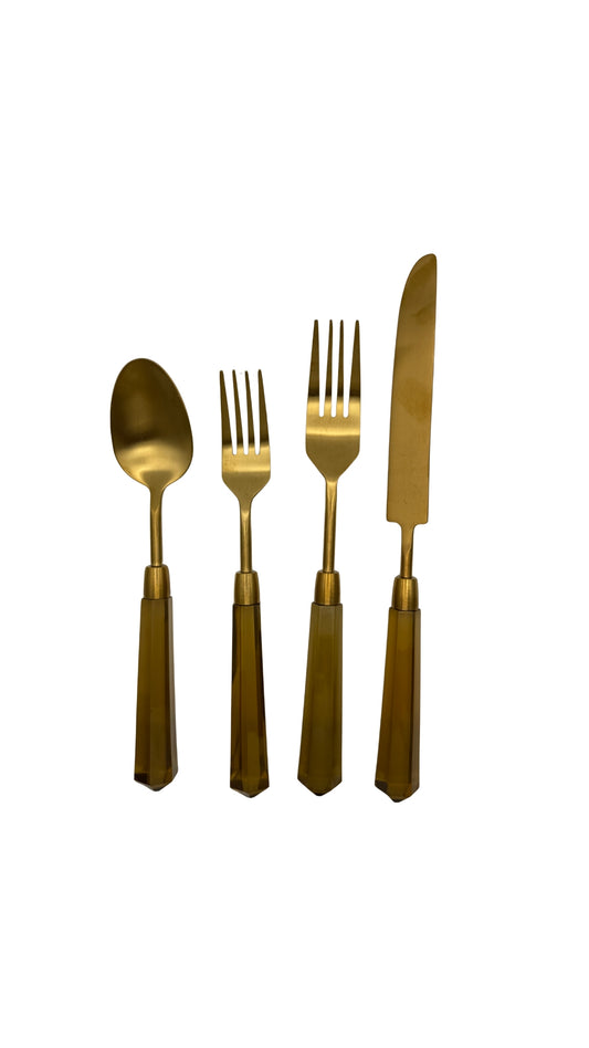 Amber Lucite Flatware S/4