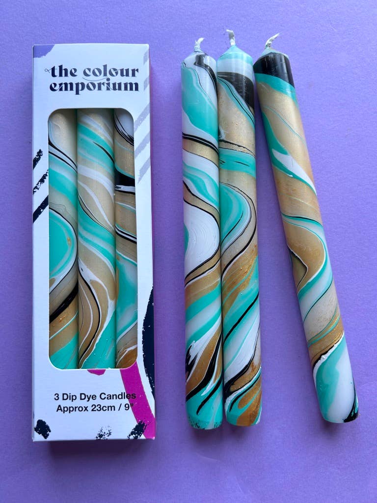 AFTER EIGHT -  Marbled Dinner Candle Trio