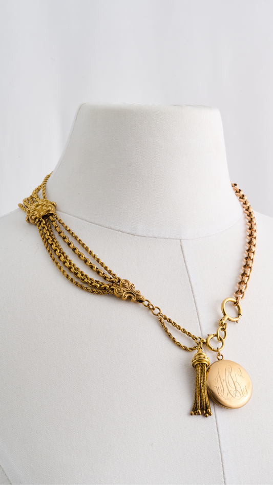 14k Gold Watch Chain with 10K Gold Locket