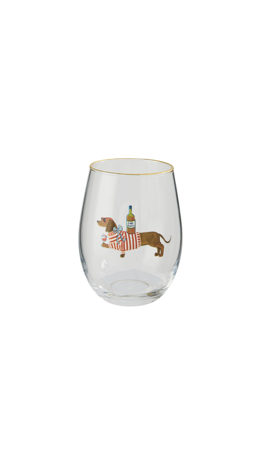 Stemless GR Wine Glass - HH Dachshund