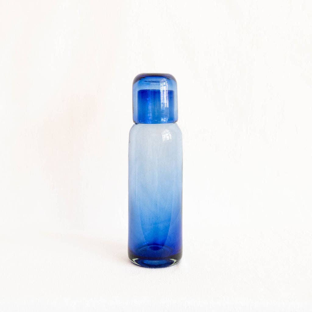 Handblown Glass Bedside Carafe - Cobalt Blue