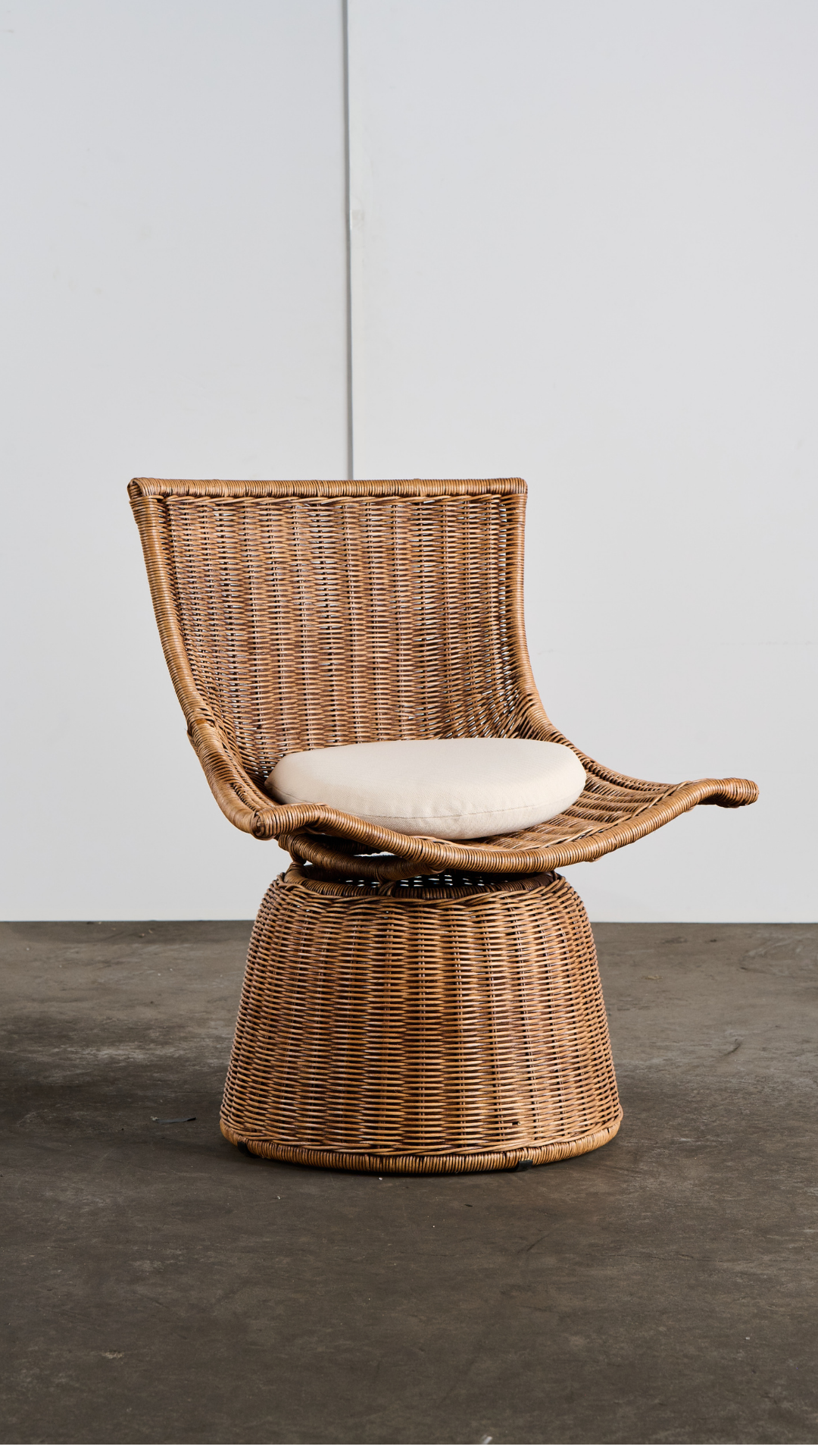 INDO26 Full Rattan Chair with Cushion Antique Brown