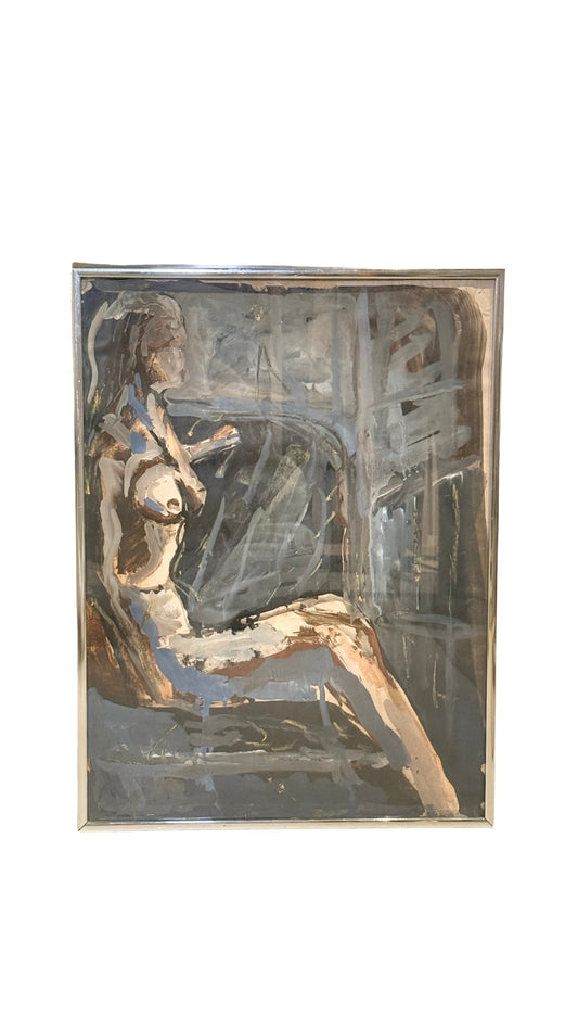 Abstract Nude in Silver Frame