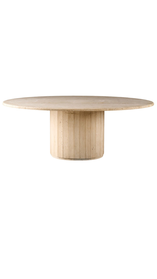 C461 Italian Travertine Table - Oval