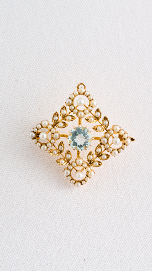 1252 Topaz Pearl Brooch