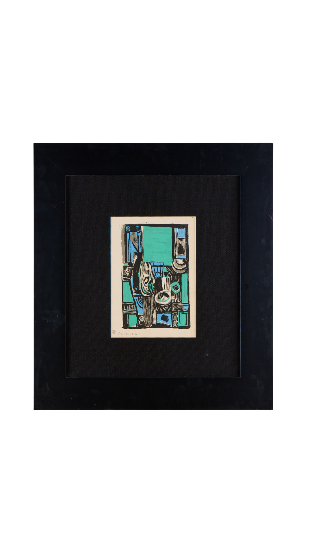 Teal & Black Abstract Framed - 2