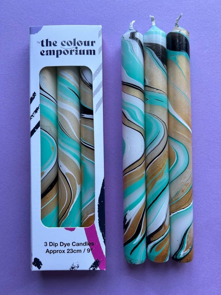 AFTER EIGHT -  Marbled Dinner Candle Trio
